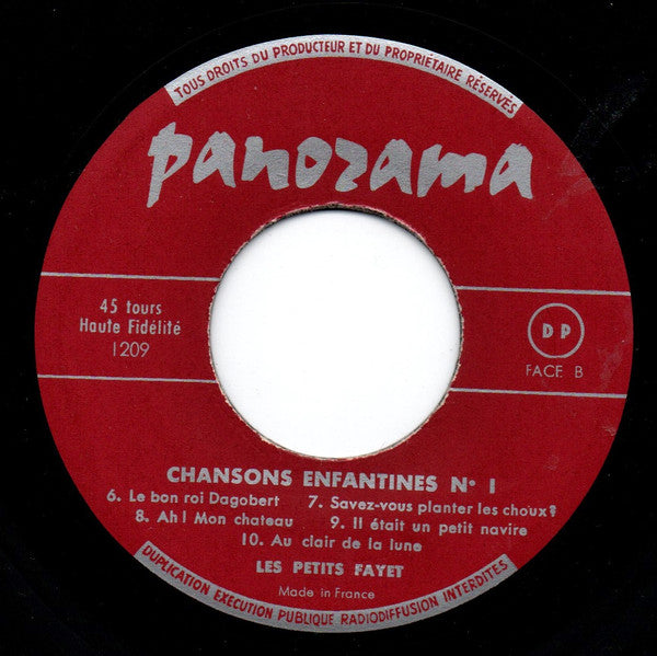 Les Petits Fayet : Rondes Et Chansons Enfantines (Album N°1) (7", Album)