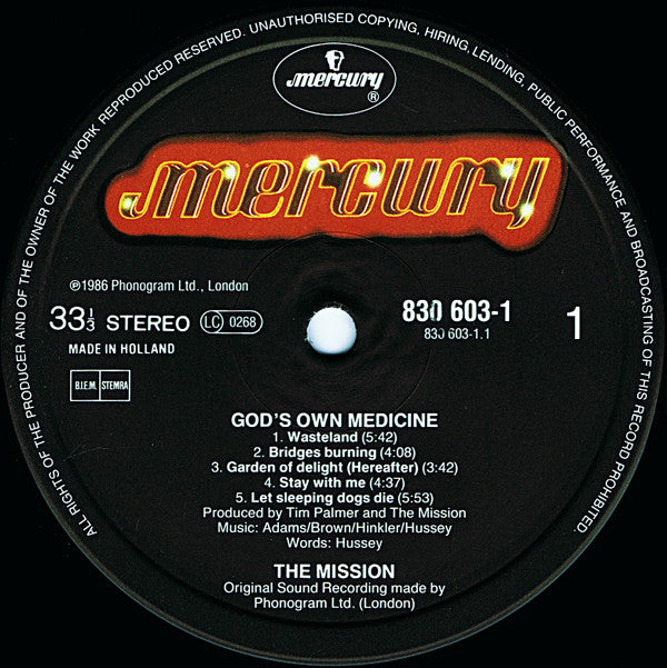 The Mission : Gods Own Medicine (LP, Album)