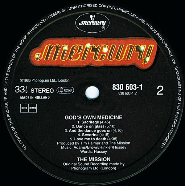 The Mission : Gods Own Medicine (LP, Album)