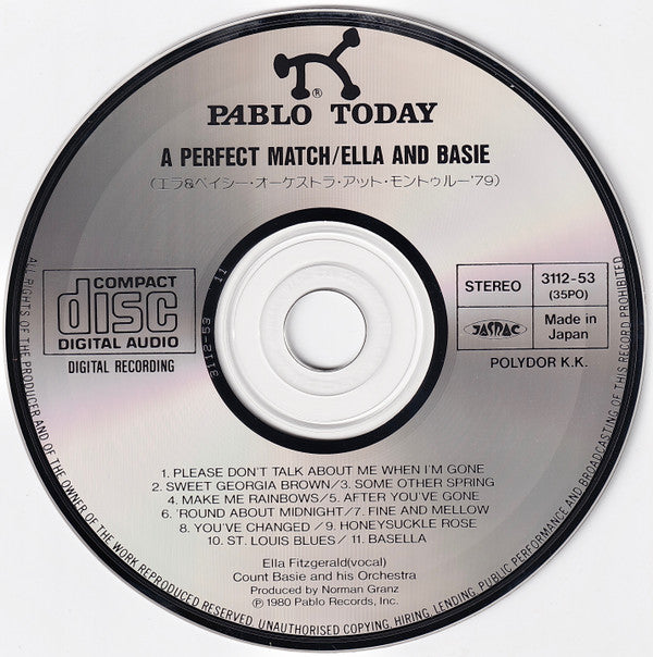 Ella Fitzgerald And Count Basie : A Perfect Match (CD, Album, RE)