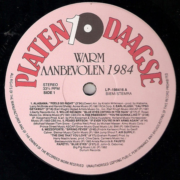 Various : Warm Aanbevolen 1984 (LP, Comp)