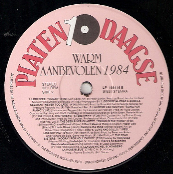 Various : Warm Aanbevolen 1984 (LP, Comp)