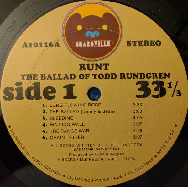 Runt : The Ballad Of Todd Rundgren (LP, Album, Ame)