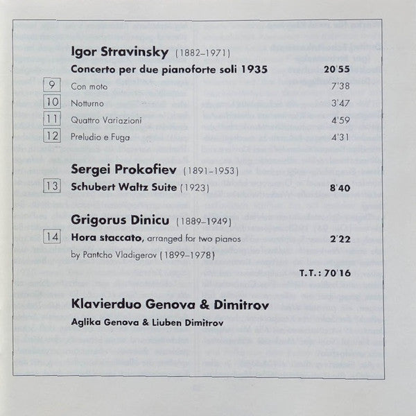 Dmitri Shostakovich · Igor Stravinsky · Sergei Prokofiev · Grigoras Dinicu - Piano Duo Genova & Dimitrov : Complete Works For Piano Duo (CD)