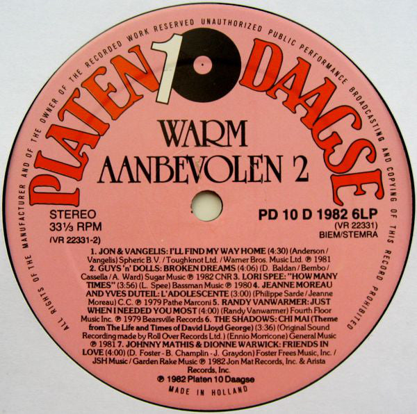 Various : Warm Aanbevolen 2 (LP, Comp)