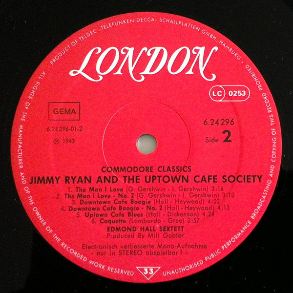 De Paris Brothers Orchestra, Edmond Hall Sextet : Jimmy Ryan's And The Uptown Cafe Society (1943 And 1944) (LP, Comp)