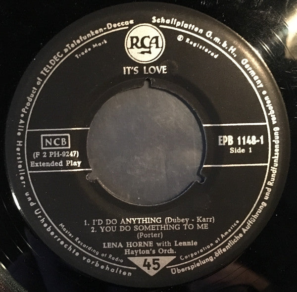 Lena Horne With Lennie Hayton And His Orchestra : It's Love (7", EP, Top)