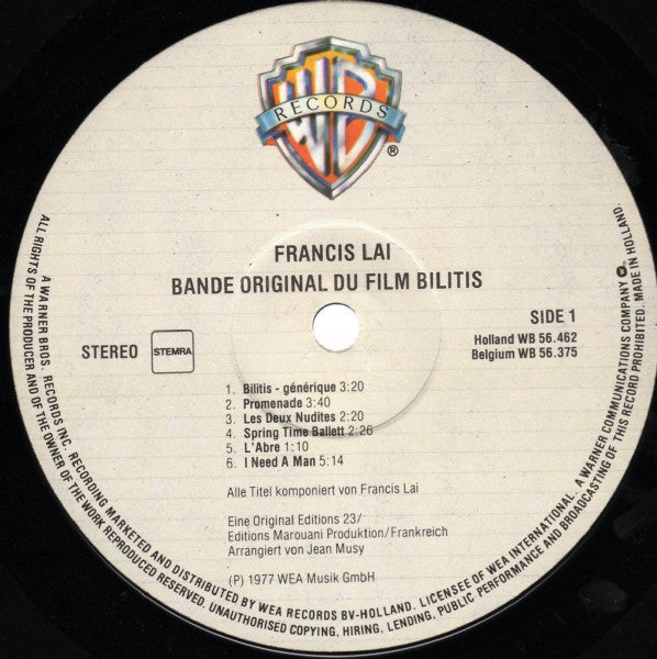 Francis Lai : Bilitis (Bande Originale Du Film) (LP, Album, Gat)