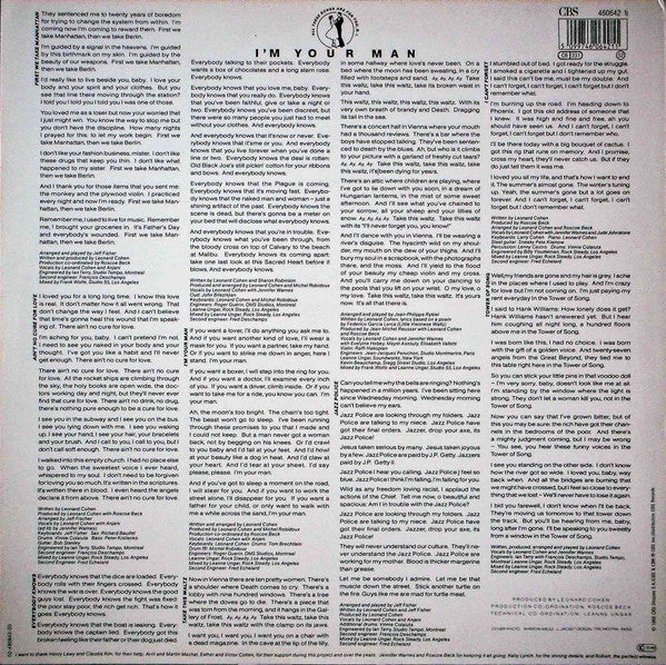 Leonard Cohen : I'm Your Man (LP, Album)