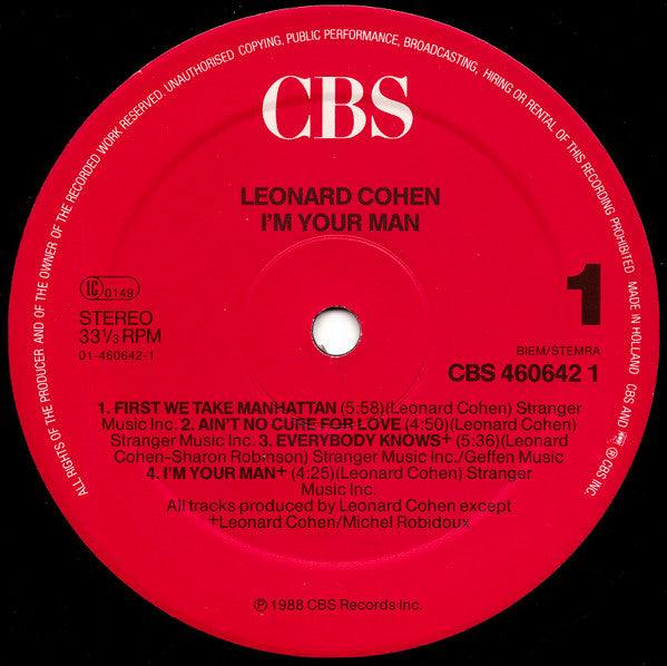 Leonard Cohen : I'm Your Man (LP, Album)