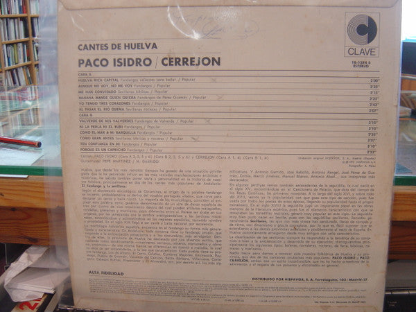 Paco Isidro / Cerrejón : Cantes De Huelva (LP, Album)