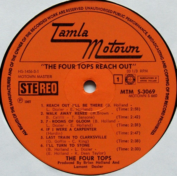 The Four Tops* : Four Tops Reach Out (LP, Album)