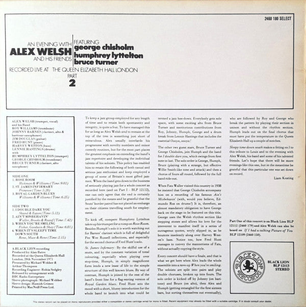Alex Welsh Featuring George Chisholm, Humphrey Lyttelton, Bruce Turner : An Evening With Alex Welsh And His Friends (Part 2) (LP, Album)