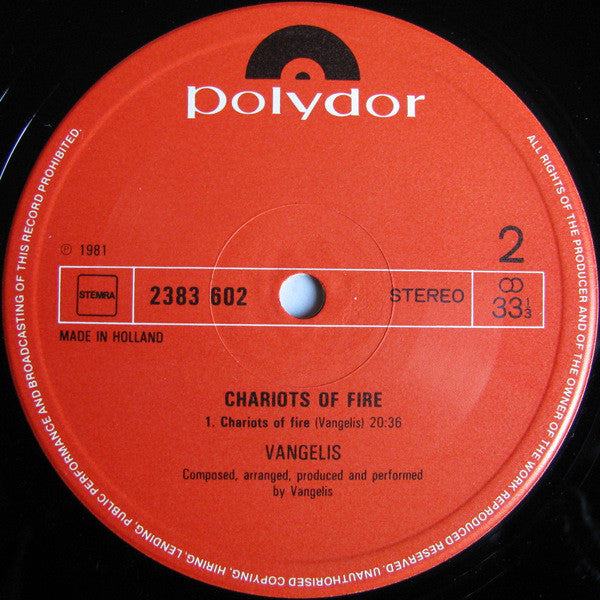 Vangelis : Chariots Of Fire (LP, Album)