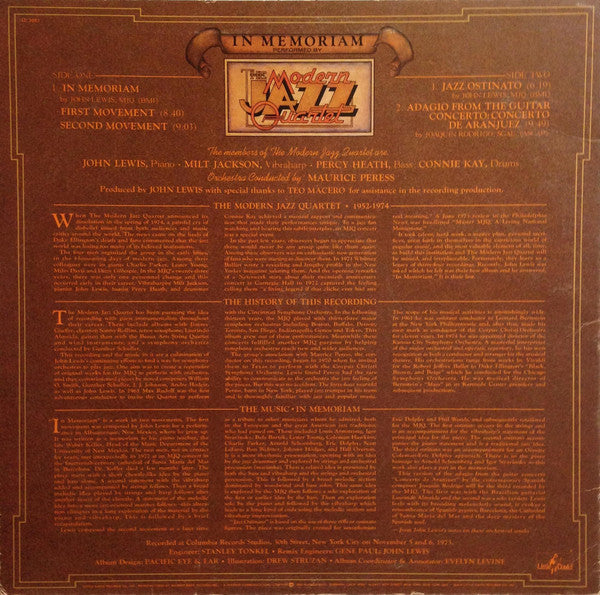 The Modern Jazz Quartet : In Memoriam (LP, Album, Promo)