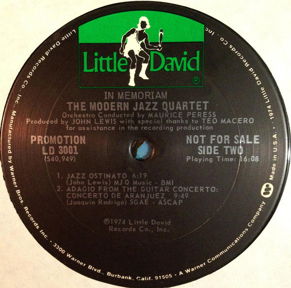 The Modern Jazz Quartet : In Memoriam (LP, Album, Promo)