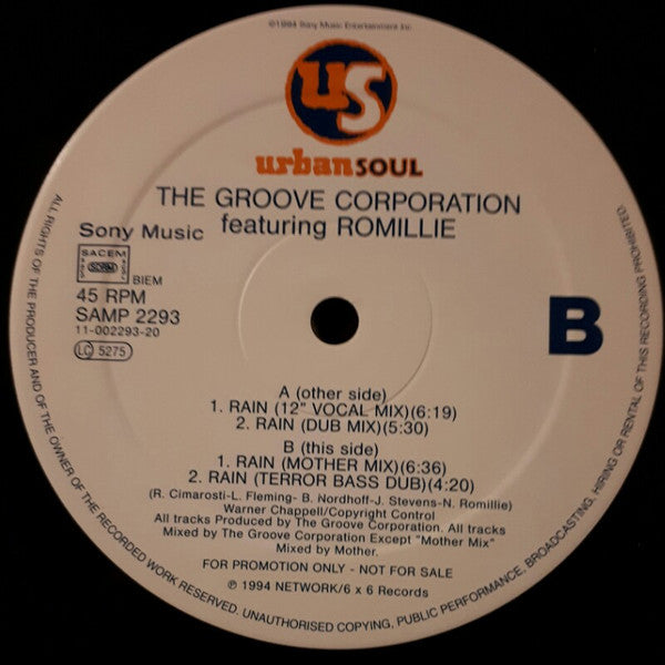 Groove Corporation Featuring Romillie : Rain (12", Promo)