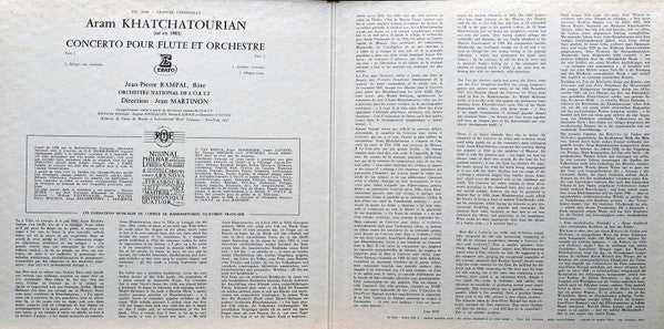 Aram Khatchaturian, Orchestre National De France, Jean Martinon, Jean-Pierre Rampal : Concerto Pour Flute Et Orchestre (LP, Album)