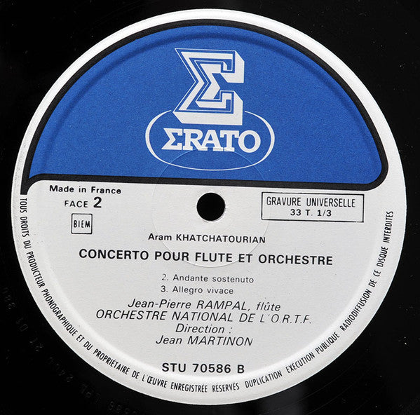 Aram Khatchaturian, Orchestre National De France, Jean Martinon, Jean-Pierre Rampal : Concerto Pour Flute Et Orchestre (LP, Album)