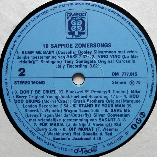 Various : 16 Sappige Zomersongs (LP, Comp, Mono)