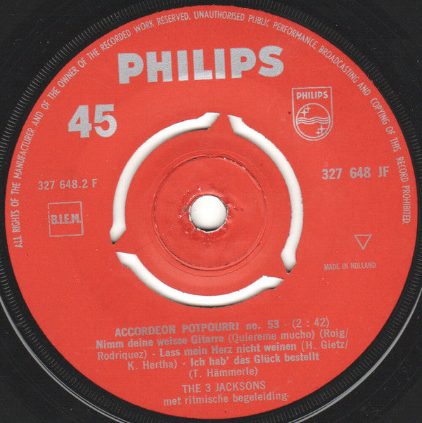 The 3 Jacksons : Accordeon Potpourri No. 53 (7", Single)