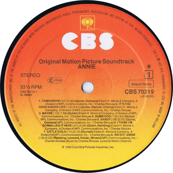 Various : Annie (Original Motion Picture Soundtrack) (LP, Album)