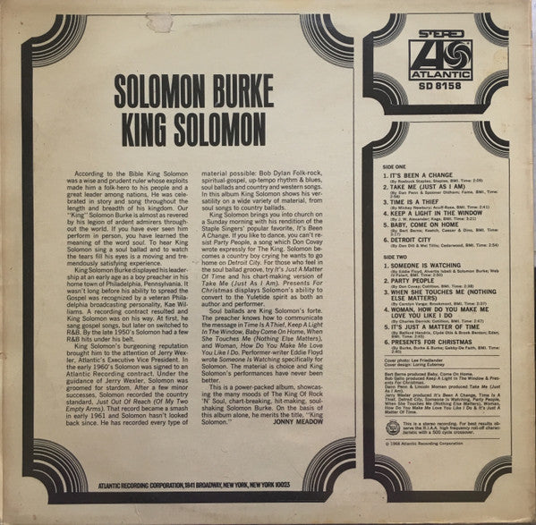 Solomon Burke : King Solomon (LP, Album, MO )