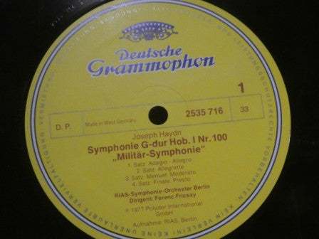 Joseph Haydn, RIAS Symphonie-Orchester Berlin, Ferenc Fricsay : Symphonien Nr. 100 & 101 (LP)