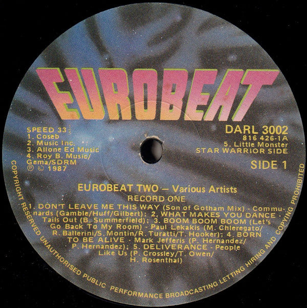 Various : Eurobeat Volume 2 (2xLP, Mixed)
