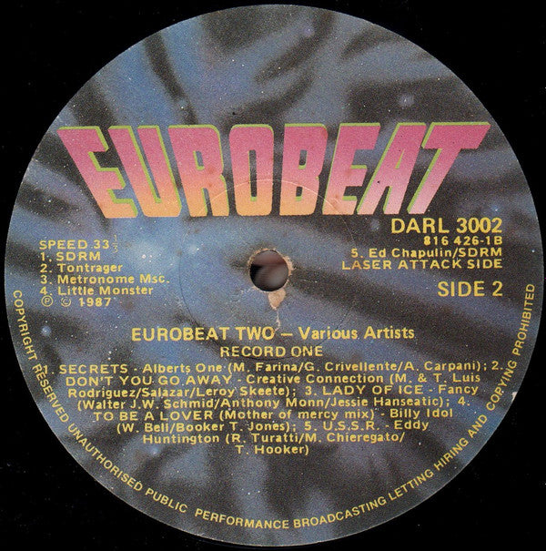 Various : Eurobeat Volume 2 (2xLP, Mixed)