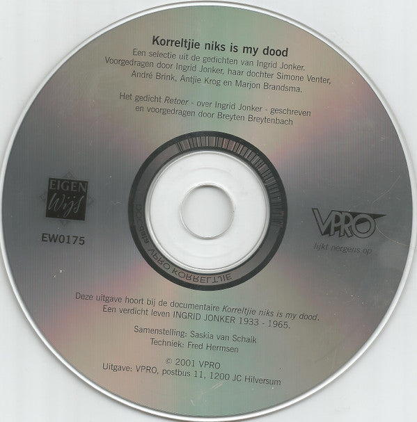 Ingrid Jonker : Korreltjie Niks Is My Dood (Een Verdicht Leven) (CD)