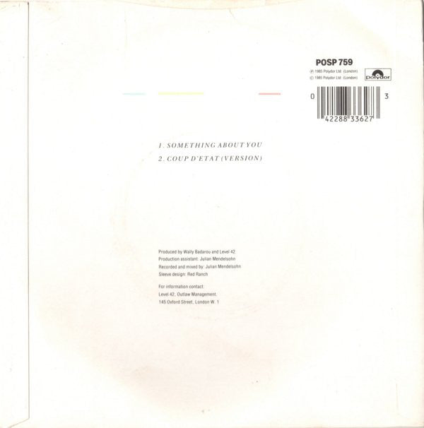 Level 42 : Something About You (7", Single, Sil)