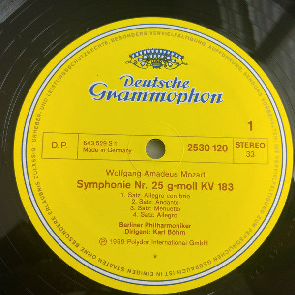 Wolfgang Amadeus Mozart, Karl Böhm, Berliner Philharmoniker : Symphonien Nr. 25 G-moll • Nr. 26 Es-Dur • Nr. 27 G-Dur (LP, Album)