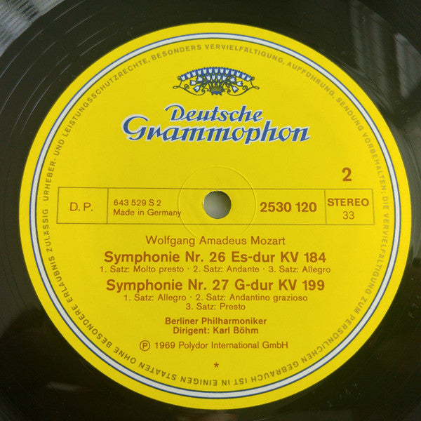 Wolfgang Amadeus Mozart, Karl Böhm, Berliner Philharmoniker : Symphonien Nr. 25 G-moll • Nr. 26 Es-Dur • Nr. 27 G-Dur (LP, Album)