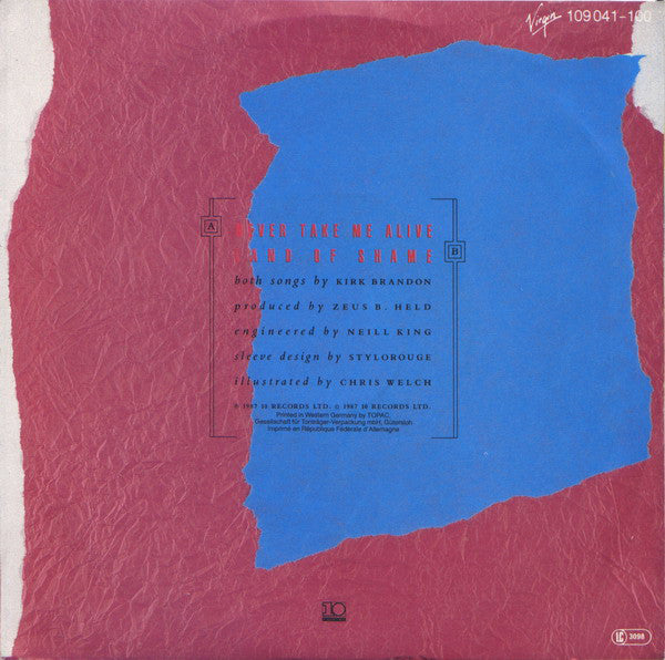 Spear Of Destiny : Never Take Me Alive (7", Single)