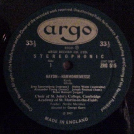 Joseph Haydn - Erna Spoorenberg / Helen Watts / Alexander Young / Joseph Rouleau, St. John's College Choir, The Academy Of St. Martin-in-the-Fields, George Guest (2) : Harmoniemesse (LP)