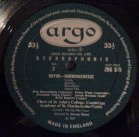 Joseph Haydn - Erna Spoorenberg / Helen Watts / Alexander Young / Joseph Rouleau, St. John's College Choir, The Academy Of St. Martin-in-the-Fields, George Guest (2) : Harmoniemesse (LP)