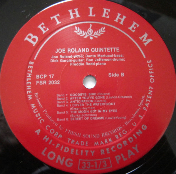 The Joe Roland Quintet : Joe Roland Quintette (LP, Album, Mono, RE)