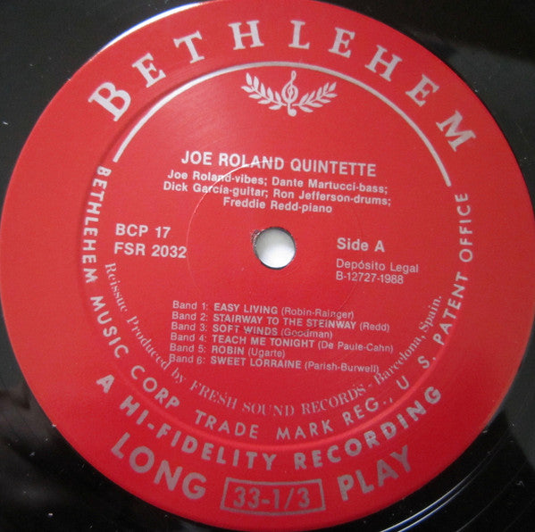 The Joe Roland Quintet : Joe Roland Quintette (LP, Album, Mono, RE)