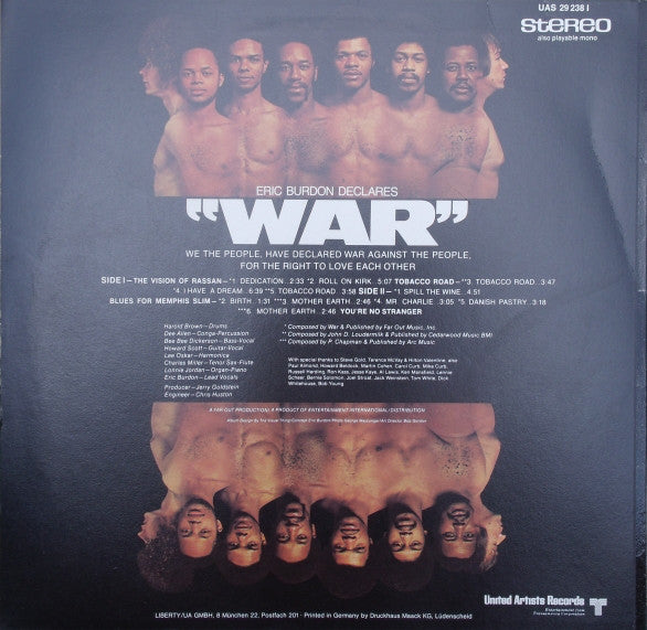 Eric Burdon & War : Eric Burdon Declares “War” (LP, Album, RE)
