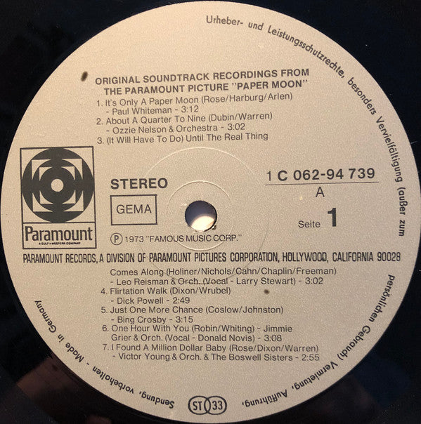 Various : Paper Moon: Original Recordings Featured In The Soundtrack (LP, Comp)