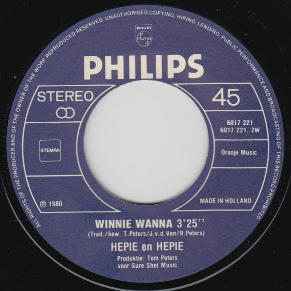 Hepie En Hepie* : Diep In Mijn Hart (7", Single)