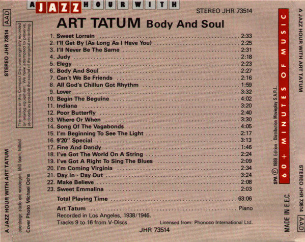 Art Tatum : Body And Soul (CD, Comp)