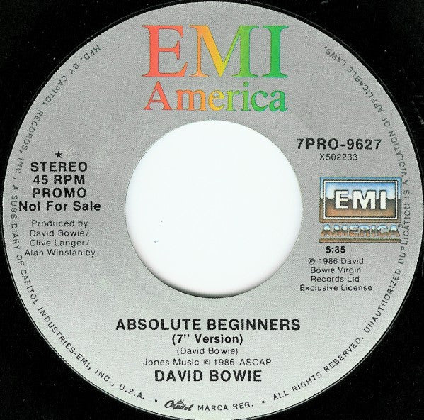 David Bowie : Absolute Beginners (7", Single, Promo)