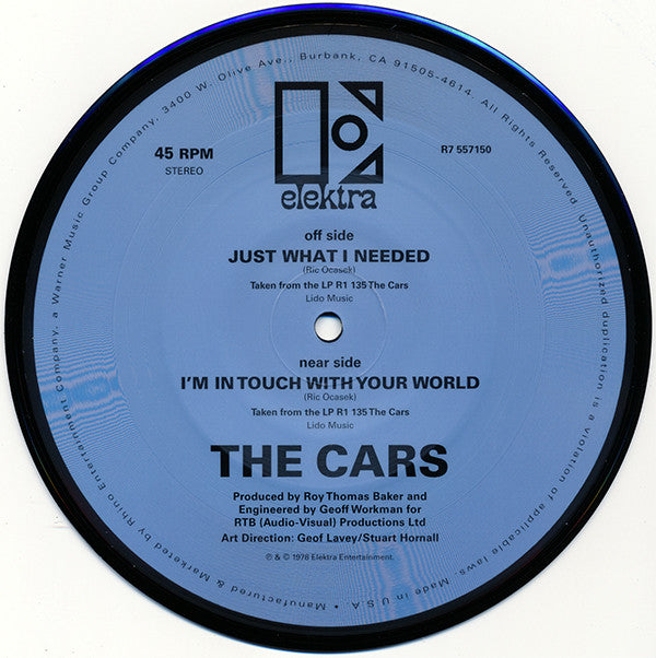 The Cars : Just What I Needed b/w I'm In Touch With Your World (7", RSD, Ltd, Pic, RE)