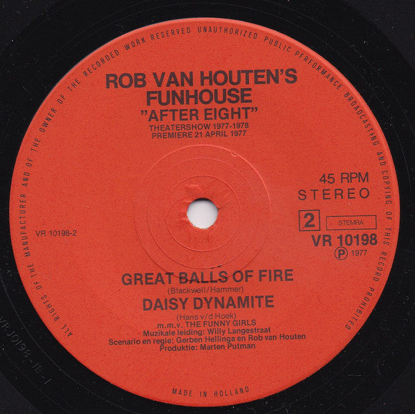 Rob van Houten En Cor Beurskens m.m.v. The Funny Girls : Rob van Houten's Funhouse "After Eight" (7", Single)