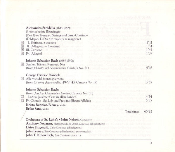Kathleen Battle • Wynton Marsalis, Anthony Newman, Orchestra Of St. Luke's, John Nelson (5) : Baroque Duet (CD, Album, Sli)