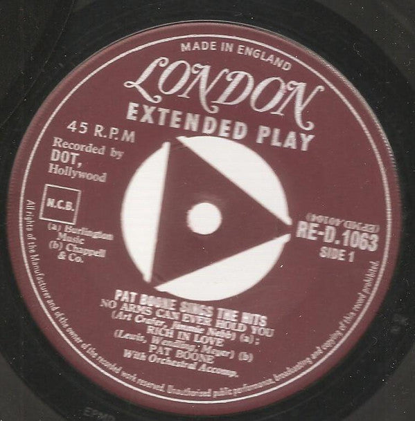 Pat Boone : Pat Boone Sings The Hits (7", EP, RP)