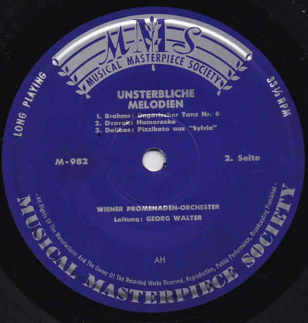 Wiener Promenadenorchester, Boris Mersson : Onsterfelijke Melodiën (7")