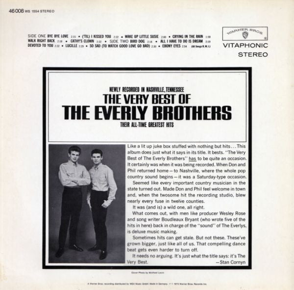 Everly Brothers : The Very Best Of The Everly Brothers (LP, Album, RE)